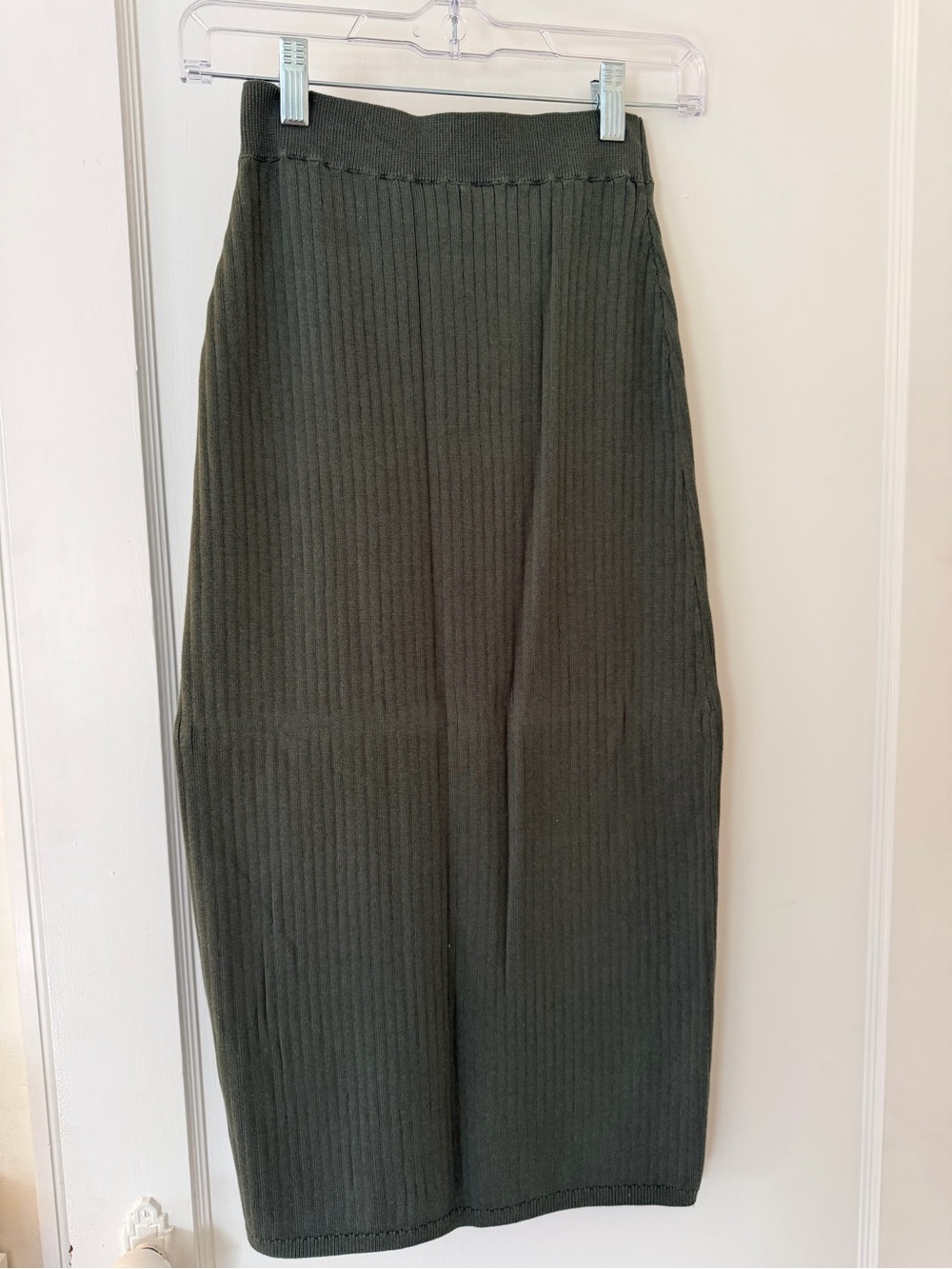 Free People Brand New w/Tags: Ribbed Knit Olive Green Pencil Skirt